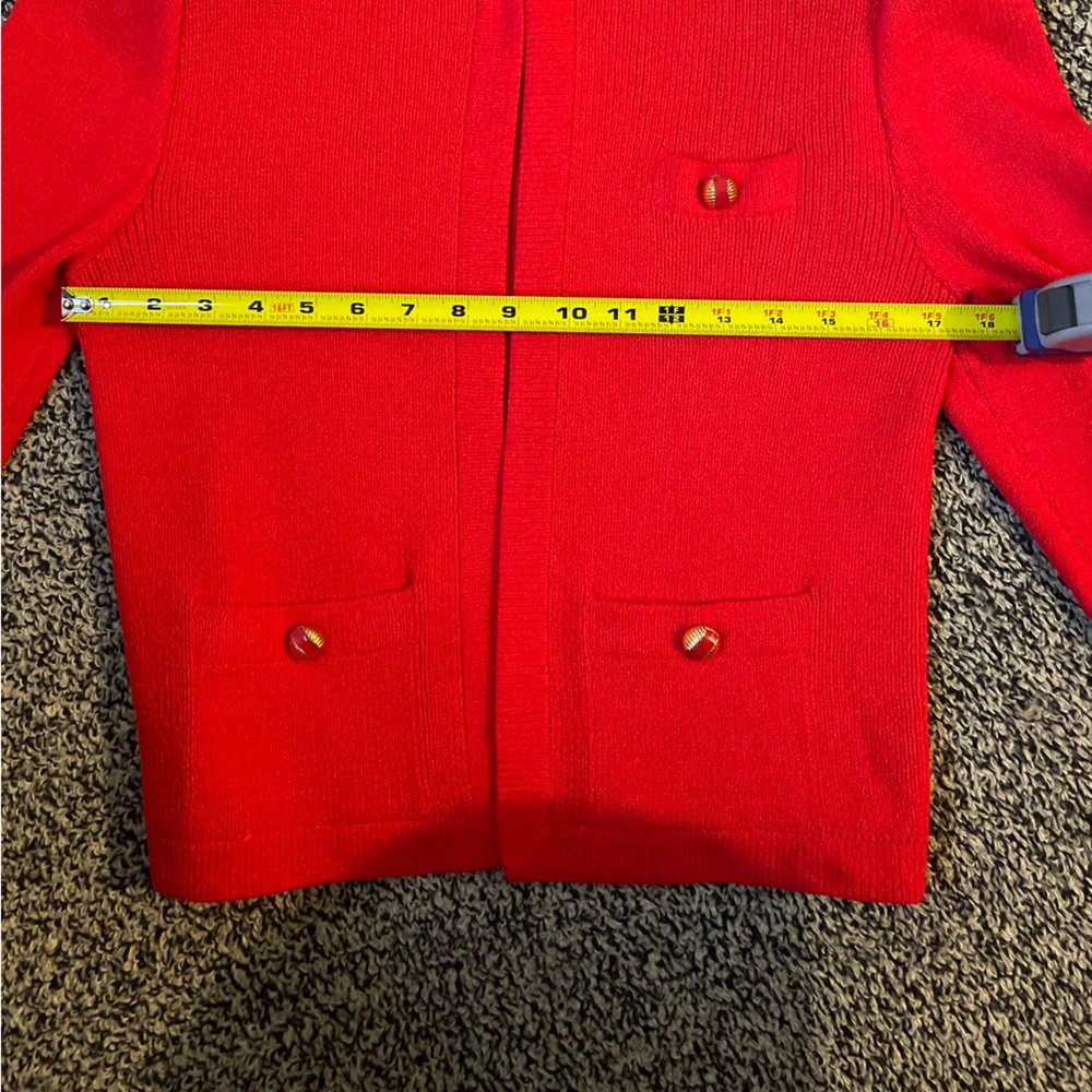 St. John for Saks Fifth Avenue Vintage Red Sweater Cardigan Medium -J - Picture 7 of 9